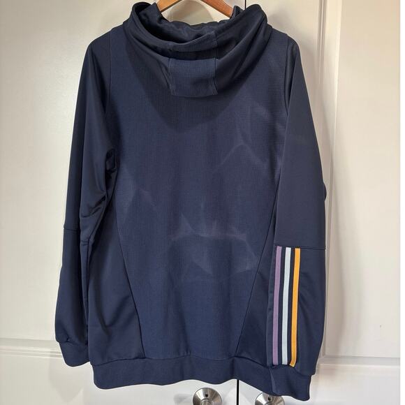 Adidas Real Madrid Authentic Soccer 1/4 Zip Hoodie Jacket Navy Blue Size XL - Picture 6 of 10